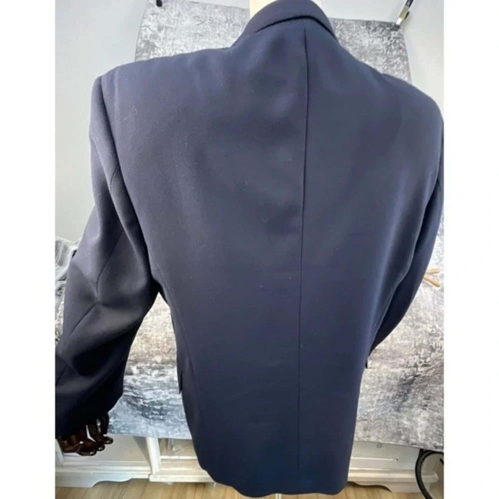 Giorgio Sant'Angelo‎ Gold Button Navy Blue Wool Blend Blazer Suit Jacket 44R